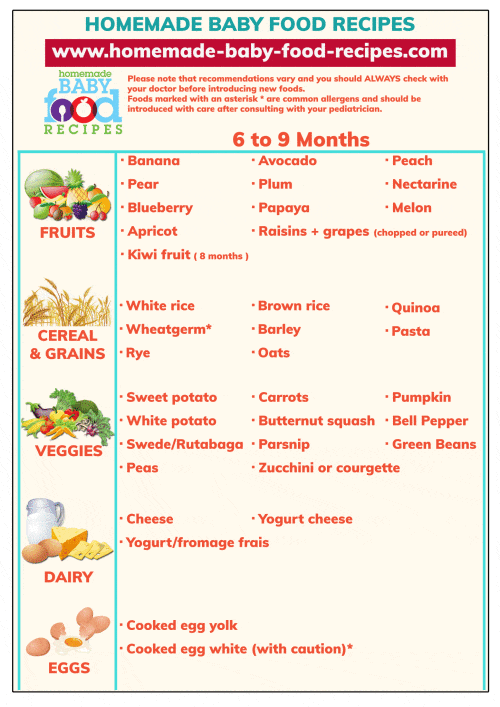 Baby Food Chart For 6 Months